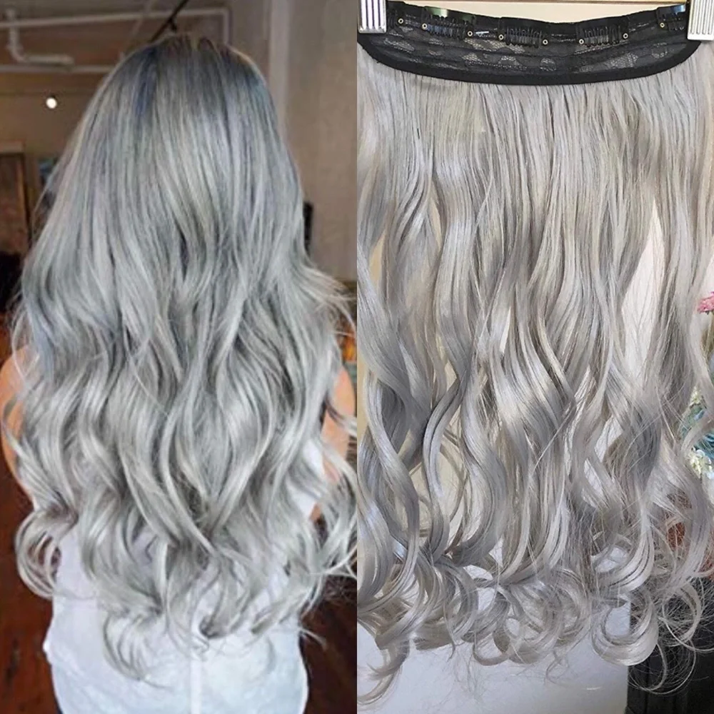 ⭐️20” SILVER GRAY CURLY One Piece CLIP INS *NWT*